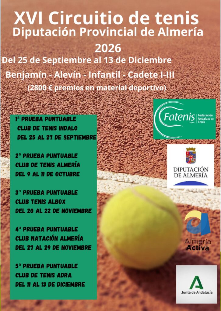 Circuito Provincial de Tenis. Club de Tenis Indalo Viator.  25 al 27-09-26